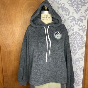 Gray Sherpa Hoodie with Logo Tag